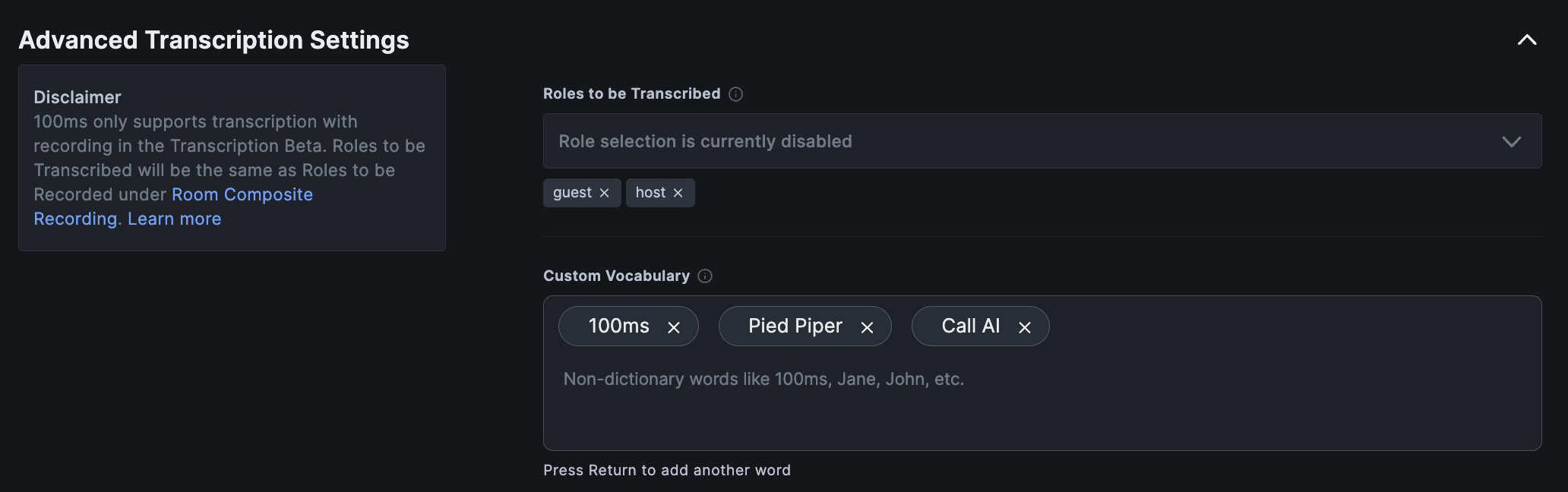 Advanced settings