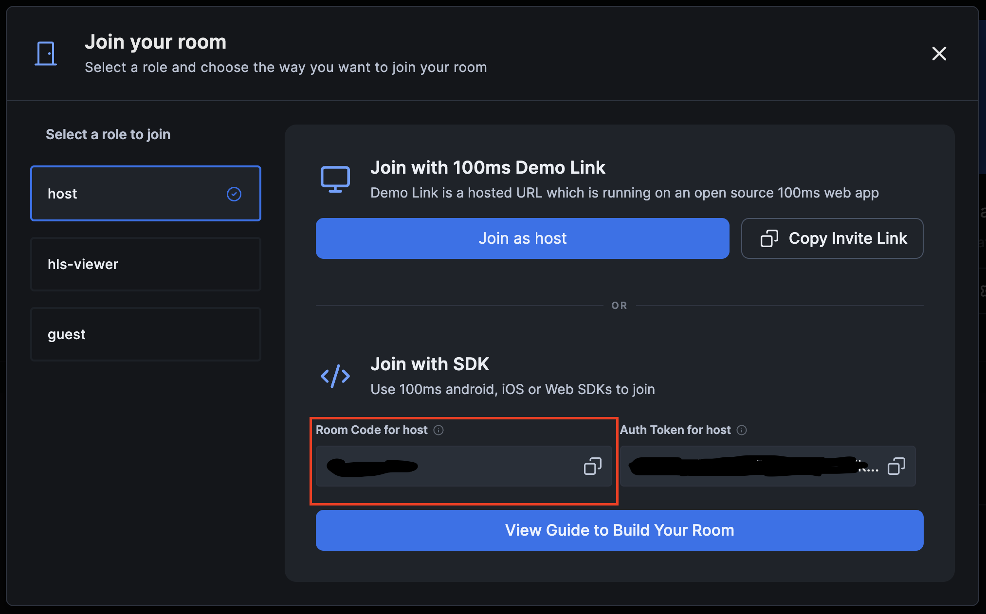 Dashboard Join Room